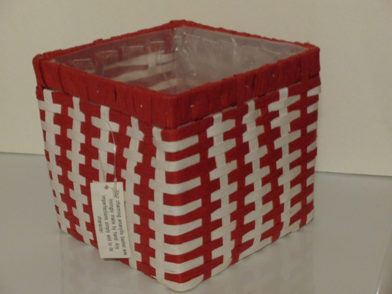 Red White Basket Weave Planter