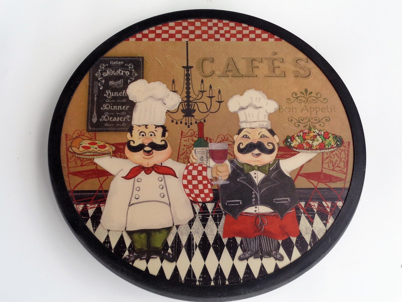 Fat Italian Chefs Lazy Susan Wood