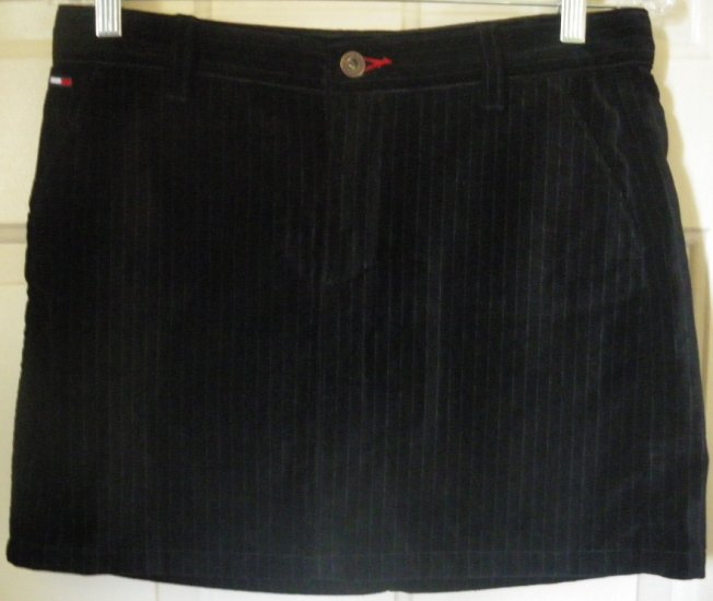 TOMMY HILFIGER Black SUEDE PINSTRIPED Mini Skirt size 5