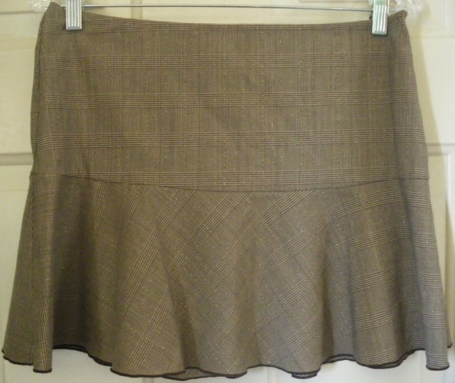 BYLINE BYER CALIFORNIA Brown Mid-Thigh STRETCH PLAID HIPSTER Skirt size 7