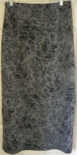 KATHIE LEE COLLECTION Long Gray FLORAL PRINT Skirt size 14