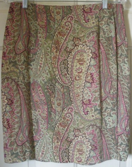 TALBOTS Green Above-Knee WRAP Print Skirt size 12
