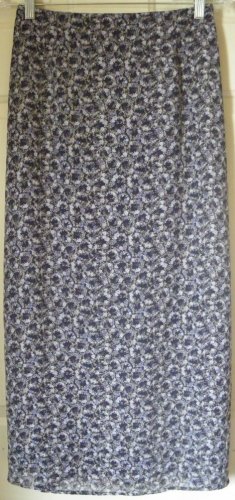 DRESSBARN Long Navy Blue FLORAL PRINT Skirt size PS
