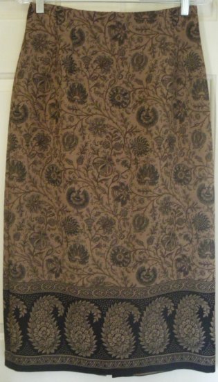 BRIGGS Tan Long STRETCH Print Skirt size 8P