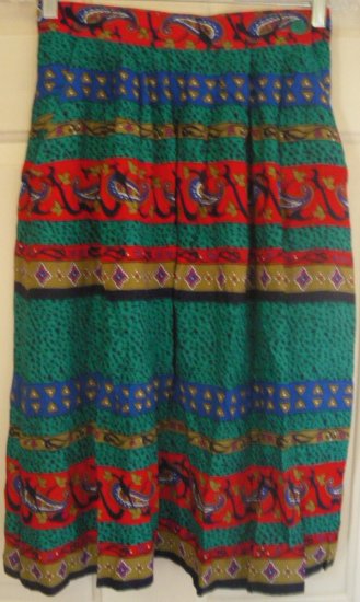 CHAUS Green Below-Knee PLEATED Print Skirt size 8