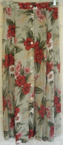LEE DAVID Long Green BUTTON-FRONT Floral Print Skirt size S