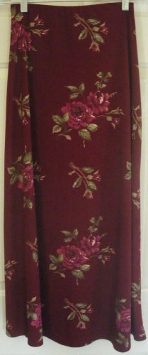 JACLYN SMITH Long Burgundy FLORAL PRINT Skirt size S