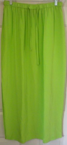 DIANE GILMAN Long Lime Green SILK Column Skirt size L