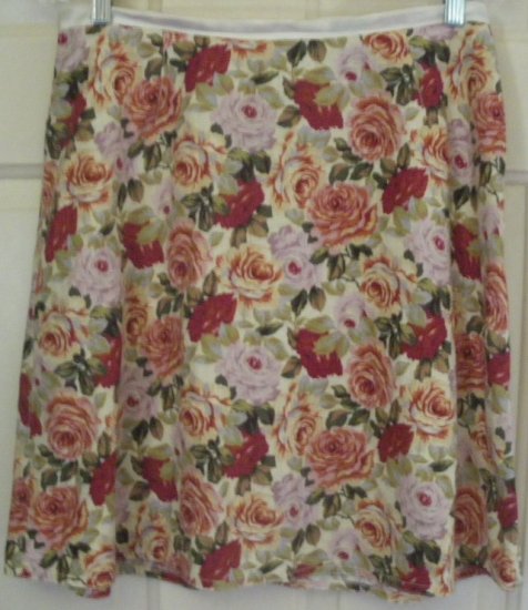 LIZ CLAIBORNE Yellow Above-Knee FLORAL PRINT Skirt size 8