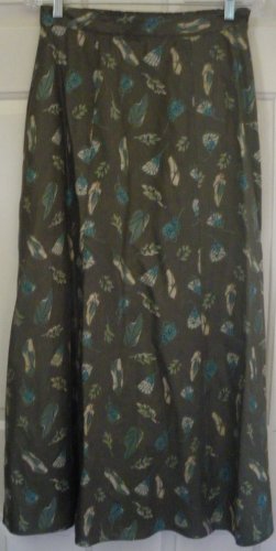 SIGRID OLSEN Long Army Green PRINT Skirt size 10