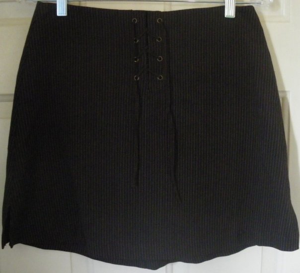EXACT CHANGE Brown Mid-Thigh STRETCH PINSTRIPED Skirt size 7