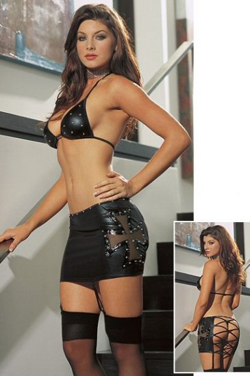 Studded Bra Top & Open Back Skirt Set. Size S,L.