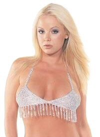 Mesh Bikini Halter Top with Hanging Fringe. One size