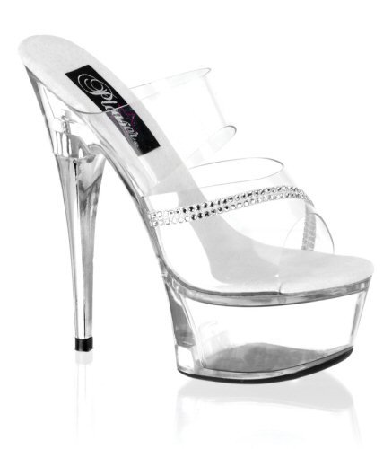 Stiletto Heel Platform Slide w/ Rhinestones. Size 5-14