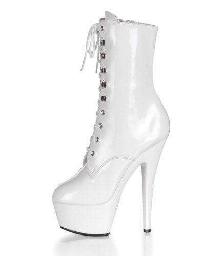 Ankle/Mid-Calf 6" Stiletto Heel Lace-Up Platform Ankle Boot, Side Zipper