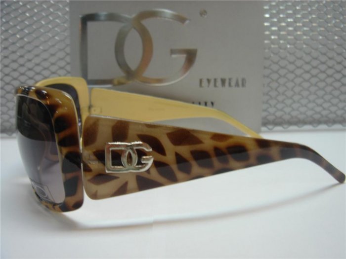 DG Eyewear Yellow Animal Print Sunglasses 533 Free Micro Fiber Bag NWT
