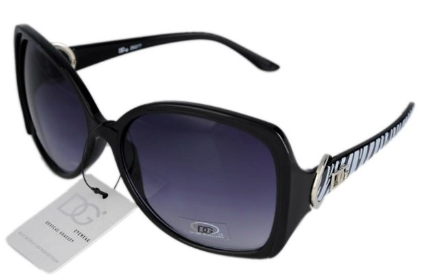 DG Eyewear Black w/ Grey Zebra Print Retro SUNGLASSES