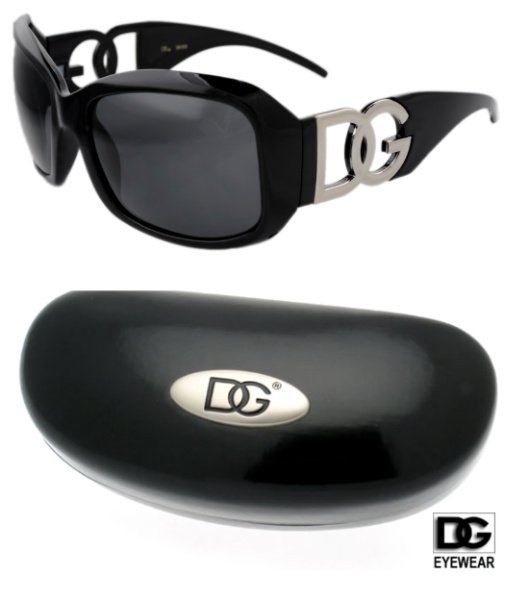 1 DG Eyewear Black Sunglasses & 1 DG Black Hard Case