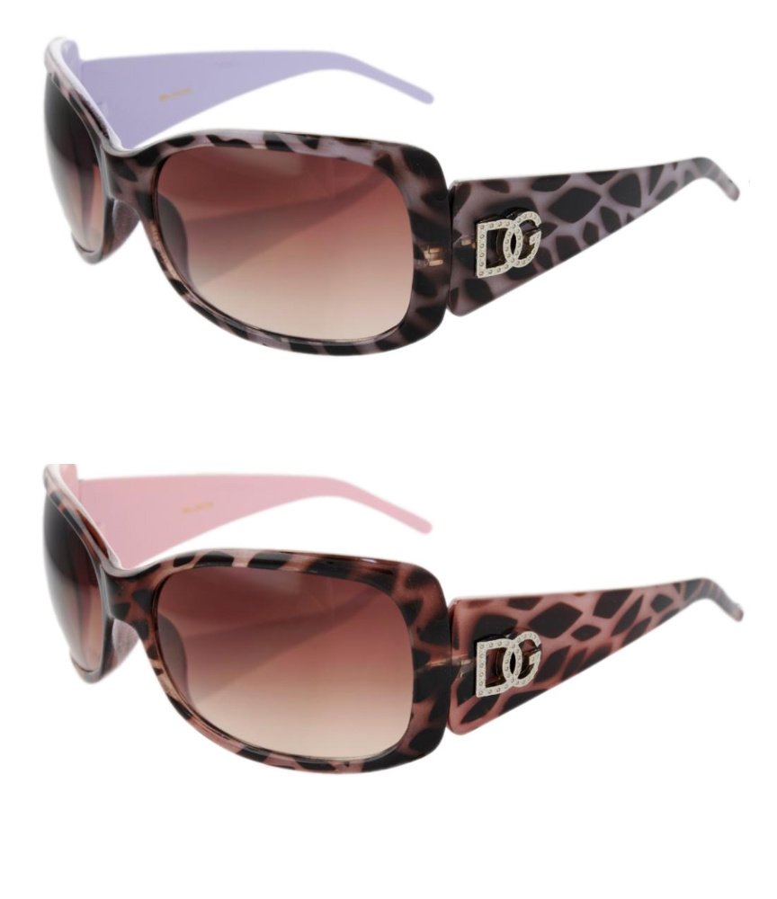 2 DG Eyewear 1 Purple & 1 Pink Animal Print Sunglasses