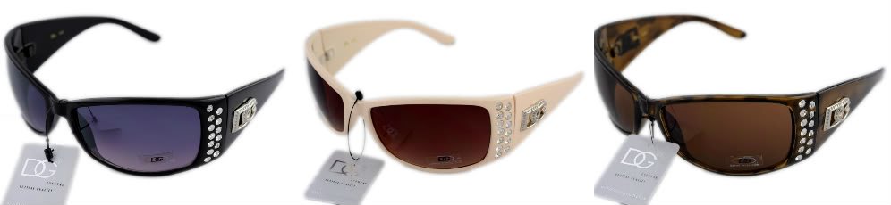 3 DG Eyewear Rhinestone1-Blk 1-Brn 1-Cream Sunglasses
