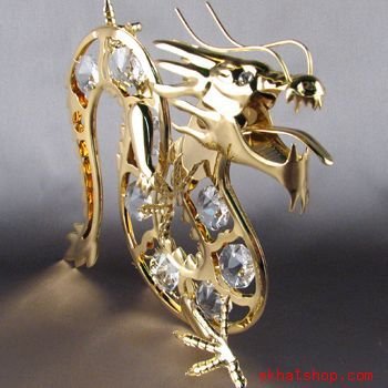 24k GOLD PLATED SWAROVSKI CRYSTAL DRAGON SUNCATCHER NWT