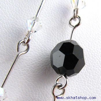 SWAROVSKI AB BLACK CLEAR CRYSTAL NECKLACE EAR RING SET