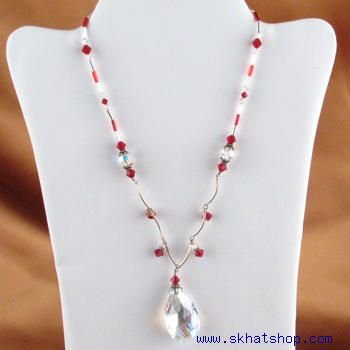 SWAROVSKI AURORA BOREALIS CRYSTAL & RUBY COLORED NECKLACE PENDANT