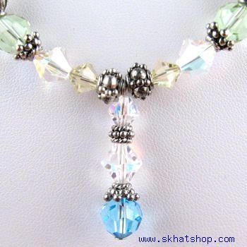PEARL AND SWAROVSKI AURORA BOREALIS CRYSTAL, MULTI COLOR, CHOKER NECKLACE