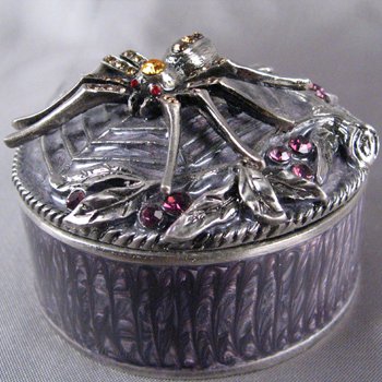 BEJEWELED ORANGE - SPIDER, INSECT TRINKET RING PILL BOX - SWAROVSKI CRYSTALS