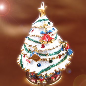 White Christmas Tree Engagement Jewelry Box Crystals