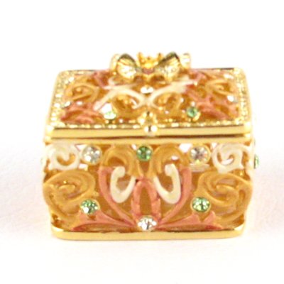 Bejeweled Yellow Butterfly Filigree Trinket Gift Jewelry Box with Swarovski Crystals