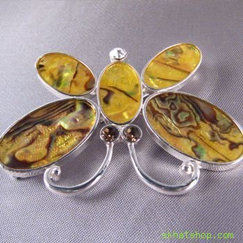 YELLOW POP ART OPALESCENT BUTTERFLY PIN BROOCH with CRYSTALS