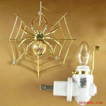 SPIDER WEB NIGHT LIGHT GOLD PLATED w SWAROVSKI CRYSTALS