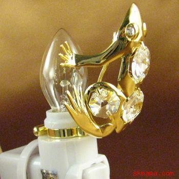FROG NIGHT LIGHT, 24k GOLD PLATED w/ SWAROVSKI CRYSTALS