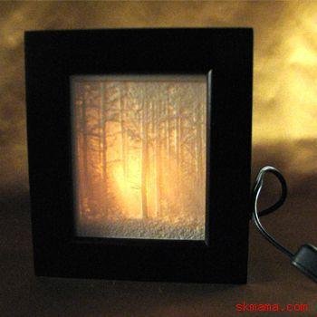 "WOODLAND SUNBEAMS" NATURE - PORCELAIN SHADOW BOX LIGHT