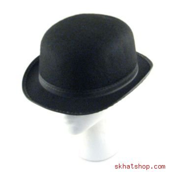 BLACK FELT BOWLER DERBY HAT COSTUME DANCE PLAYS- MEDIUM