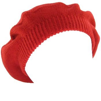 NEW SOLID BERET TAM KNIT SLOUCHY JUNIOR CAP HAT RED
