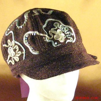 TWEED LUREX TIE NEWSBOY GATSBY DRIVING CAP HAT BURGUNDY