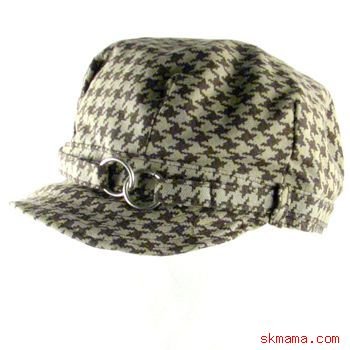 100% COTTON FOLDABLE NEWSBOY HOUNDSTOOTH CAP HAT BROWN