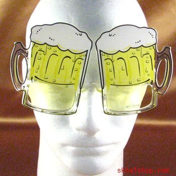 YELLOW BEER MUG FRAT KEG PARTY COSTUME GAG SUNGLASSES