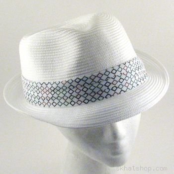 BRAID STINGY BRIM FEDORA TRILBY SPRING HAT BAND WHITE L