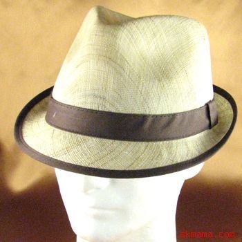 100% LINEN VENTED STINGY FEDORA TRILBY HAT BROWN M/L