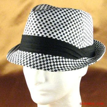 BRAID 3 PLEAT 2 TONE STINGY FEDORA TRILBY HAT BLACK M/L