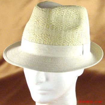 LINEN COTTON VENTED CROWN STINGY FEDORA HAT BEIGE M