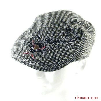 TWEED DRAGON EMB IVY DRIVING GOLF CAP HAT BLACK L/XL