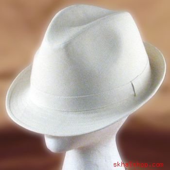 WOVEN LINEN POLY FEDORA TRIBLY GANGTER HAT CREAM NWT