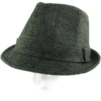 WOOL TEXTUR QUAD STINGY FEDORA TRILBY HAT CHARCOAL M/L