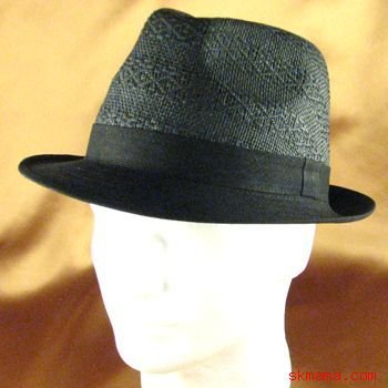 LINEN COTTON VENTED CROWN STINGY FEDORA HAT BLACK S/M