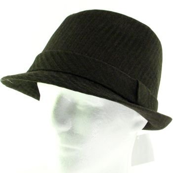 WOOL CORDUROY STINGY BRIM FEDORA TRILBY HAT BROWN L/XL