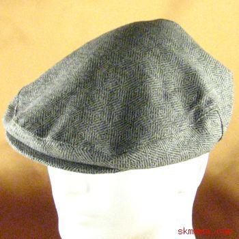 WOOL HERRINGBONE IVY DRIVING GOLF CAP HAT CHARCOAL M/L